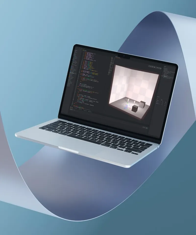 Defold engine logo on a laptop